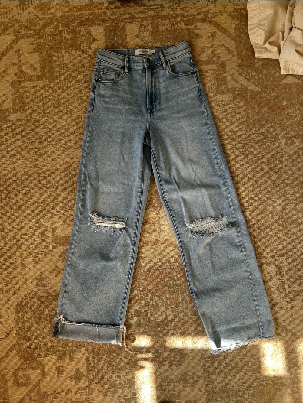 Straight Leg Light Blue Distressed Women's Jeans